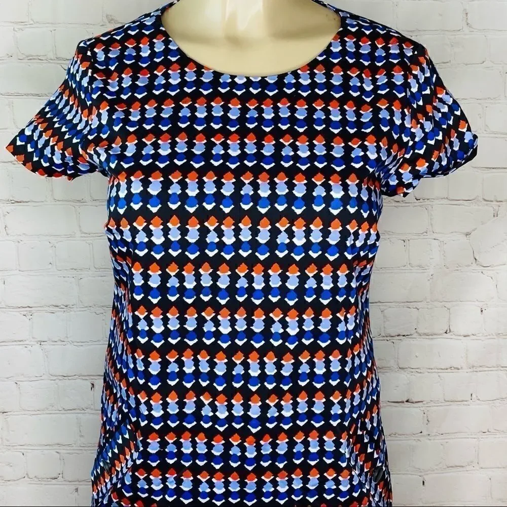 Shoshanna Geometric Print Short Sleeve Shift Dress size 2
